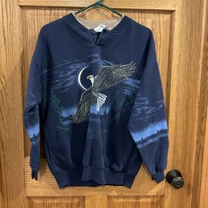 Vintage Artisans Bald Eagle Moonlit Forest Sweatshirt – Size L